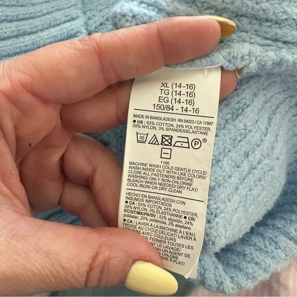 Old Navy Girls Light Blue SoSoft Collared Ribbed Zip-Up Knit Sweater